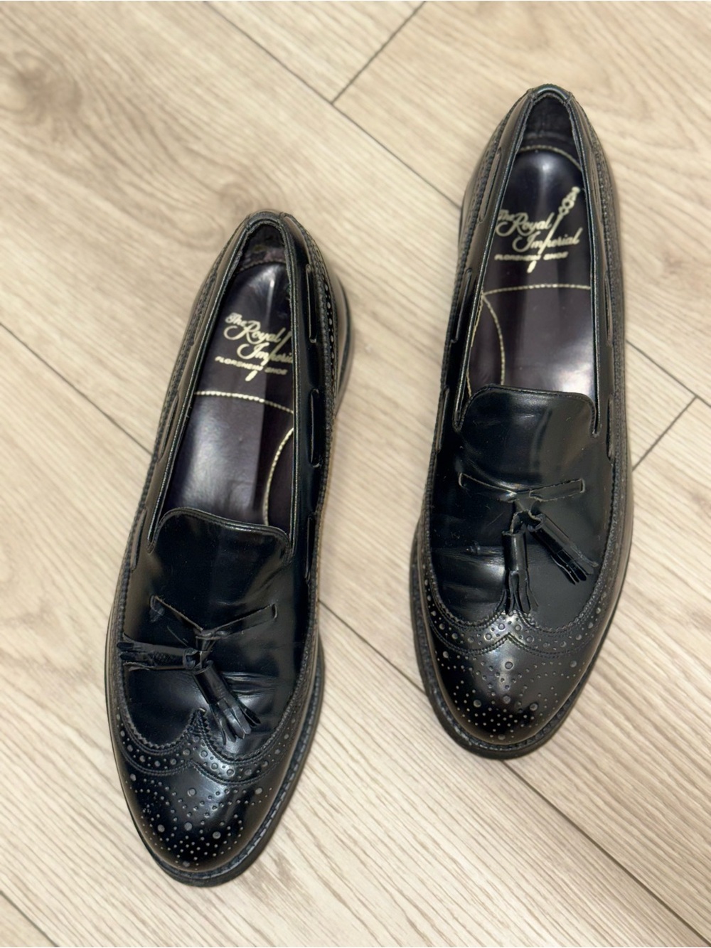 Florsheim The Royal Imperial Mens 8.5 BLACK LEATHER TASSELED Brogue LoaferShoes